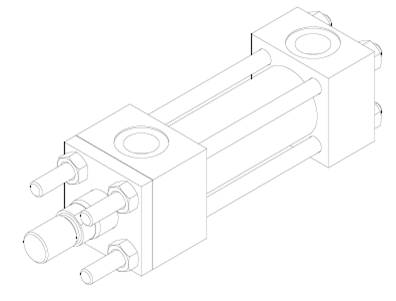 Front End Tie Rod Extended Mounting Cylinder - Isometric View
