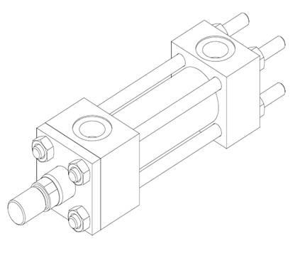 Rear End Tie Rod Extended Mounting Cylinder - Isometric View
