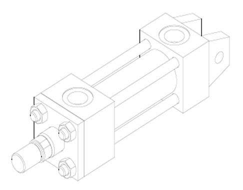 Rear End Fixed Clevis Mounting Cylinder - Isometric View