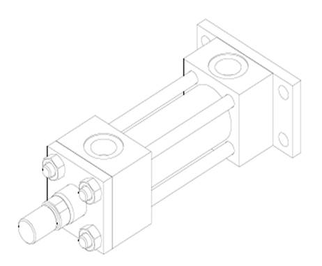 Rear End Rectangular Mounting Cylinder - Isometric View
