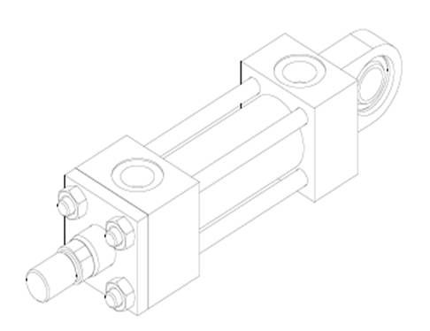 Rear End Spherical Bearing Clevis Mounting Cylinder - Isometric View