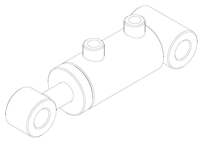 Both End Bush Mounting Double Acting Welded Cylinder - Isometric View