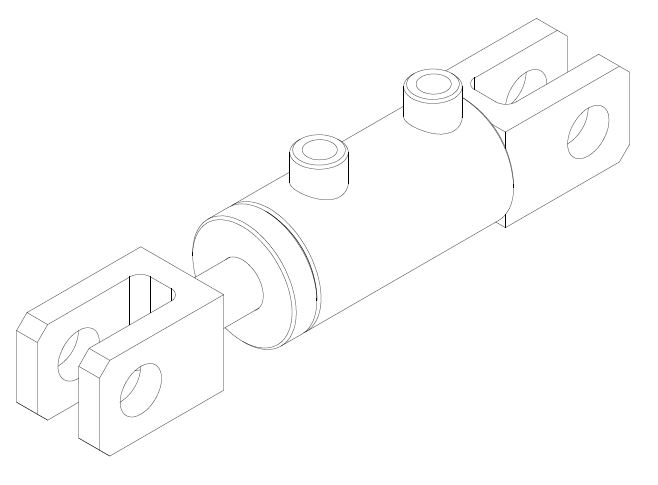 Both End Clevis Mounting Double Acting Welded Cylinder - Isometric View