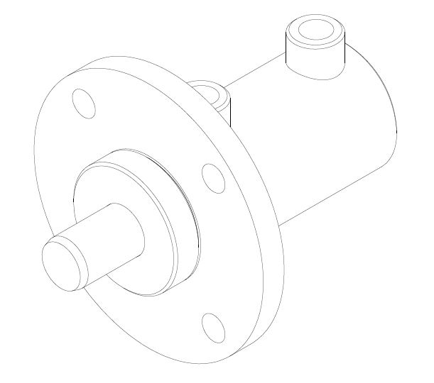 Flange Mounting Double Acting Welded Cylinder - Isometric View