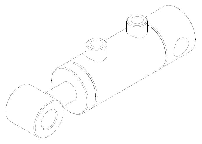 One End Bush Mounting Double Acting Welded Cylinder - Isometric View